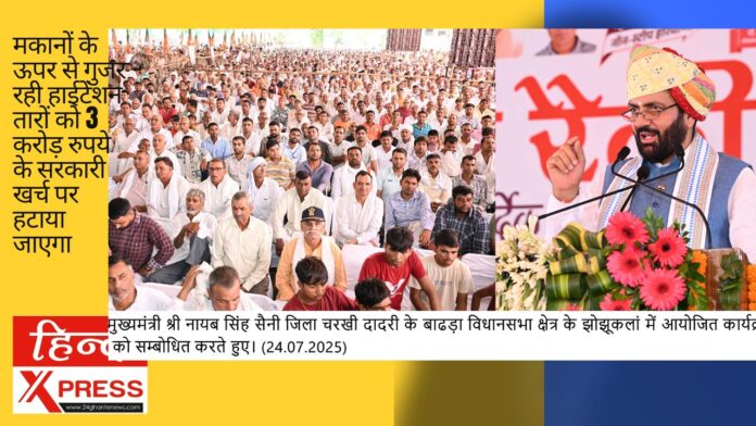 मकानों के ऊपर से गुजर रही हाईटेंशन तारों को 3 करोड़ रुपये के सरकारी खर्च पर हटाया जाएगा