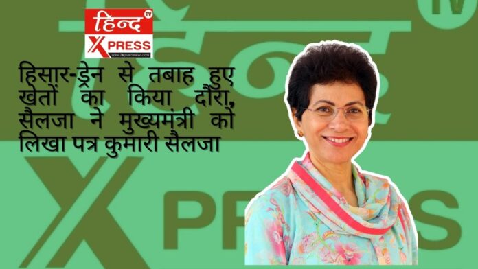 हिसार-ड्रेन से तबाह हुए खेतों का किया दौरा, सैलजा ने मुख्यमंत्री को लिखा पत्र