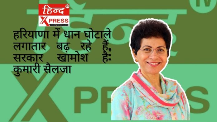 हरियाणा में धान घोटाले लगातार बढ़ रहे हैं, सरकार खामोश है: कुमारी सैलजा